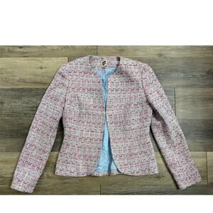 Anne Klein Tweed Jacket Women’s Size 4 | Pink + Blue Woven